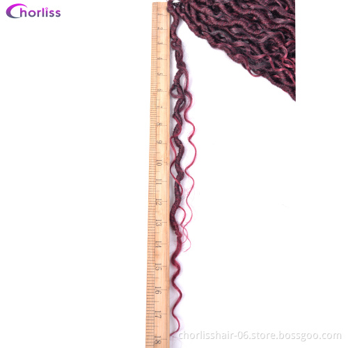 New Arrival Synthetic Ombre Bohemian River Goddess Locs Wavy Crochet Braids With Curly End Passion Twist Braiding Hair Extension